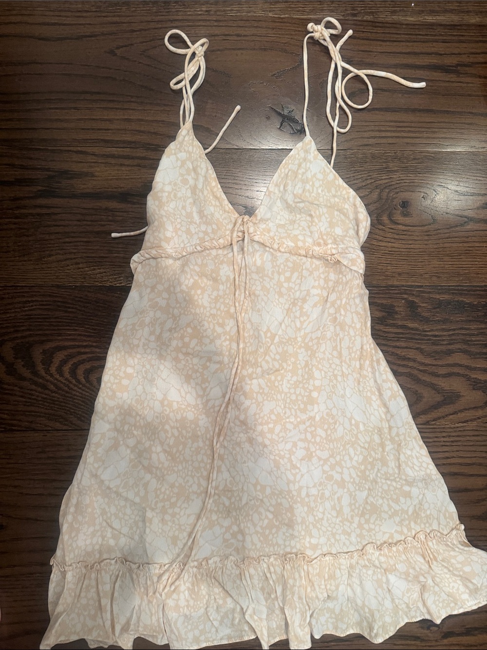Skylar + Madison Cream Tie-Shoulder Ruffle Sundress